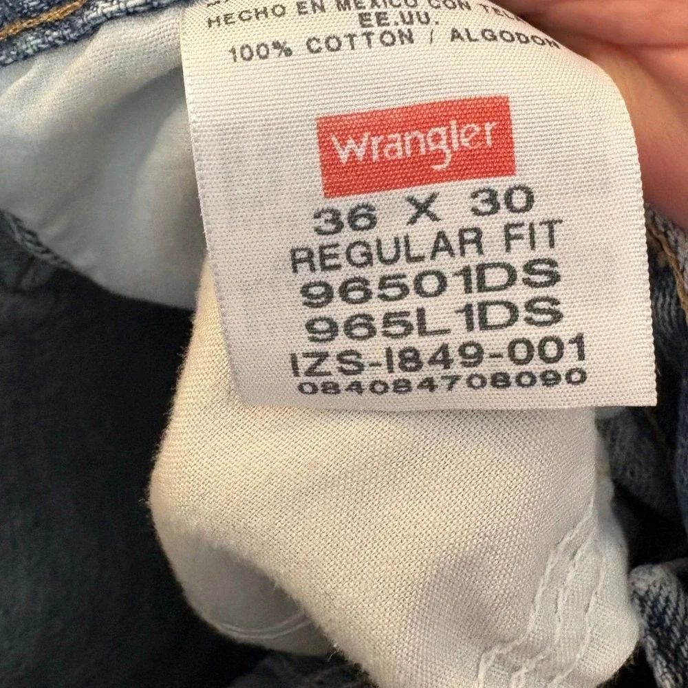 Wrangler Regular Fit Jeans Men's 36x30 Blue Straight Leg Denim 100% Cotto